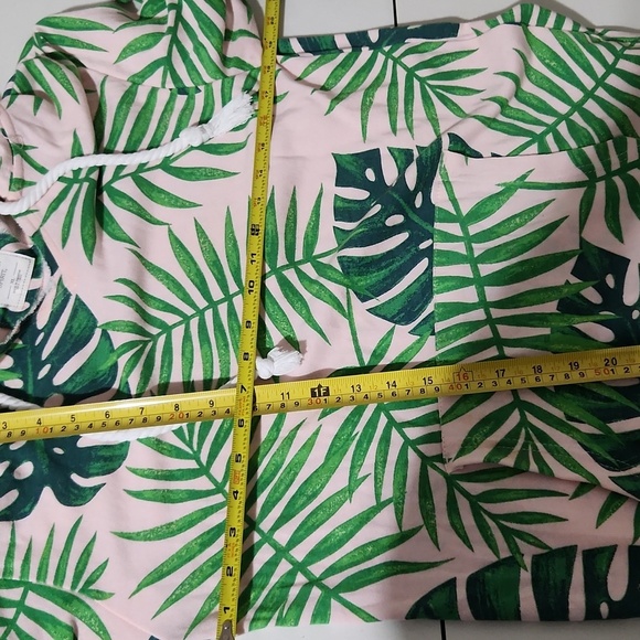 Southern Spirit Tropical Leaf Print Hoodie size XL Pink Green - Picture 5 of 7